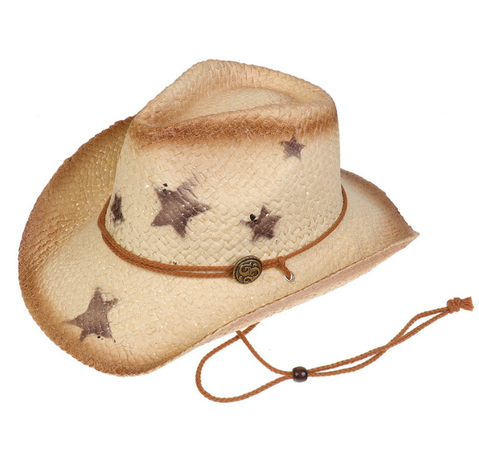 Cowboy Straw Hat Cross border Western Cowboy Hat Outdoor Seaside Tourism Hollow Camping Beach Sunshade Hat