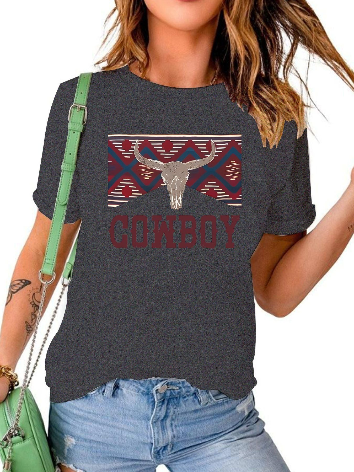 COWBOY pattern new short sleeved shirt