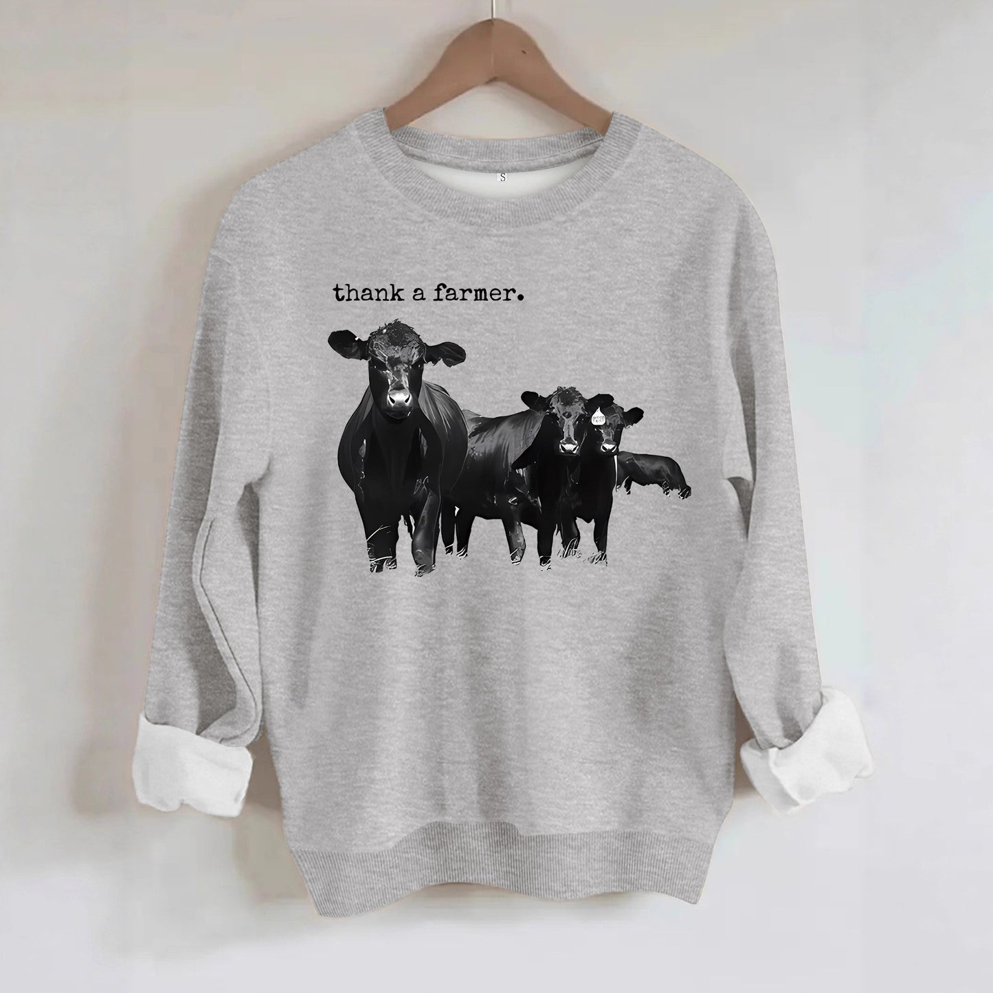 Cowboy and letter printed long sleeved sweatshirt