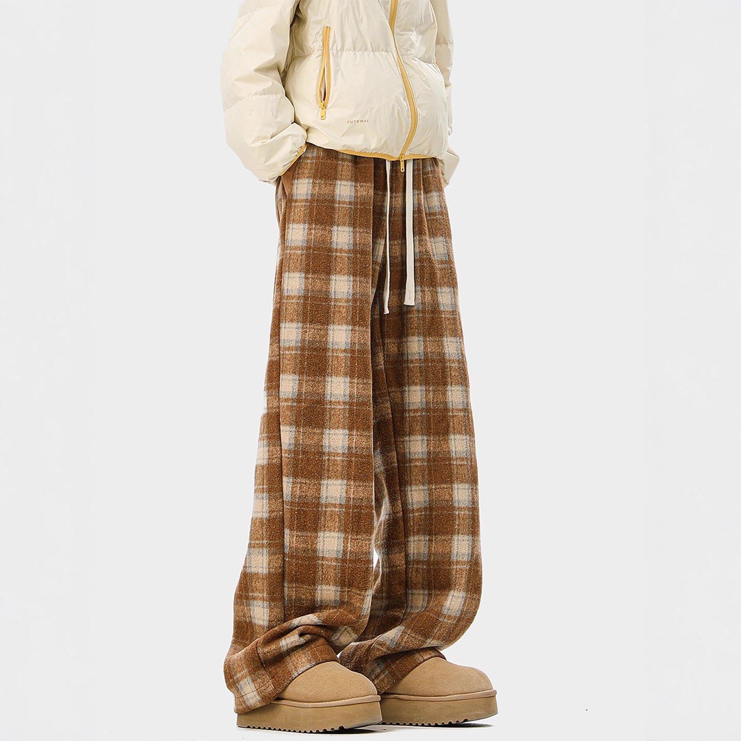 Casual Checked Drawstring Pants