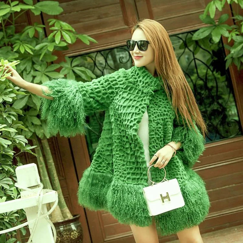 Mongolia Sheep fur sleeve jacket