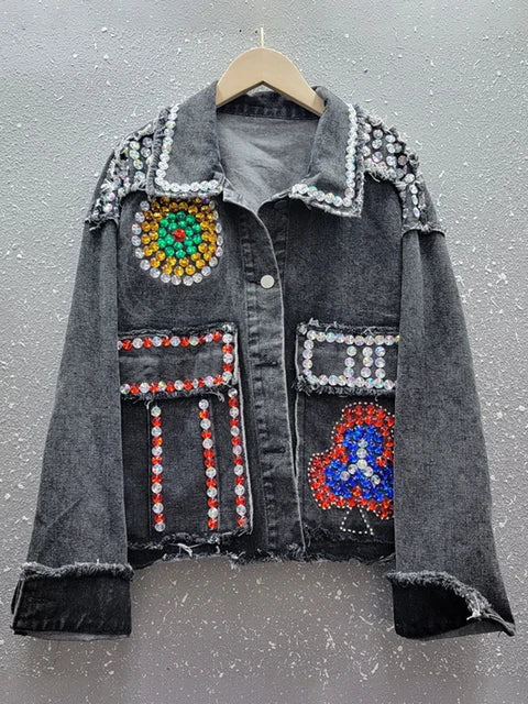 Spliced Diamonds Denim Jacket