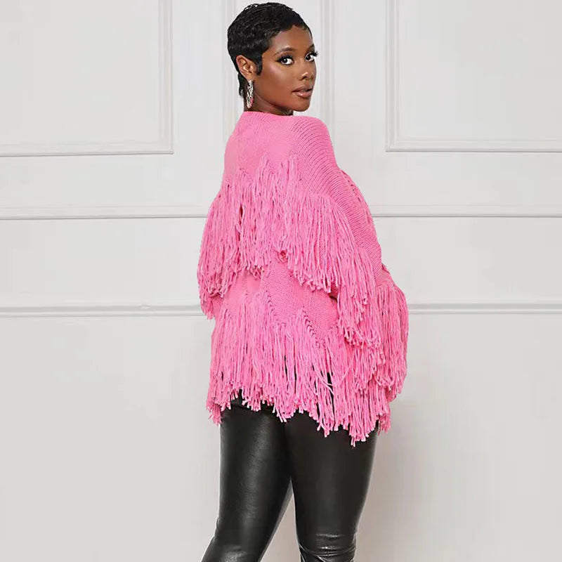 Winter Long Sleeve Knitted Shaggy Fluffy Loose Cardigan