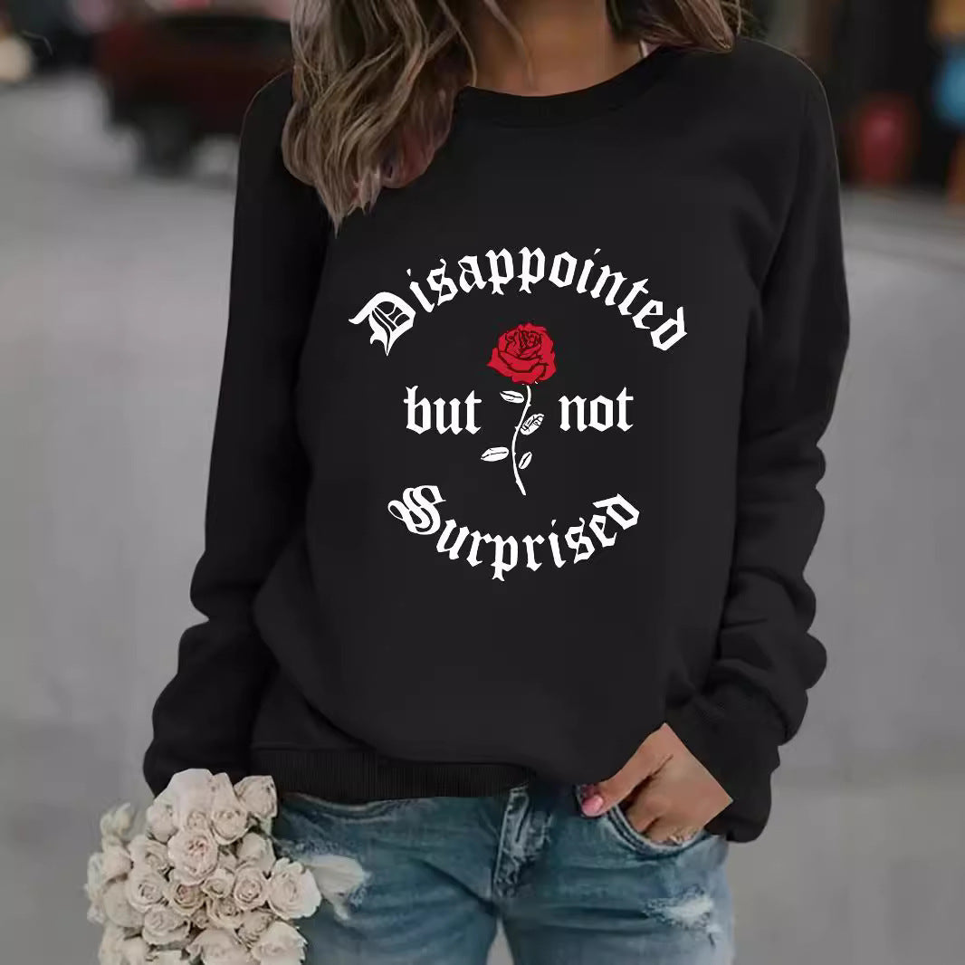 Disappointed rose print pullover sweatshirt