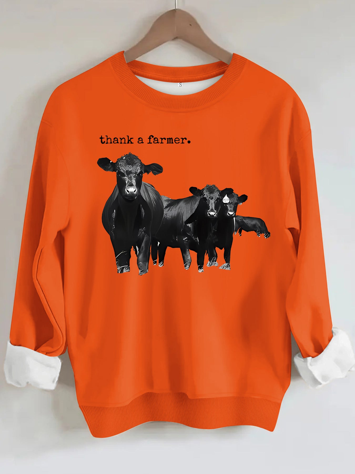 Cowboy and letter printed long sleeved sweatshirt