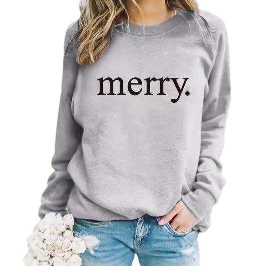 Round neck MERRY printed pullover sweatshirt