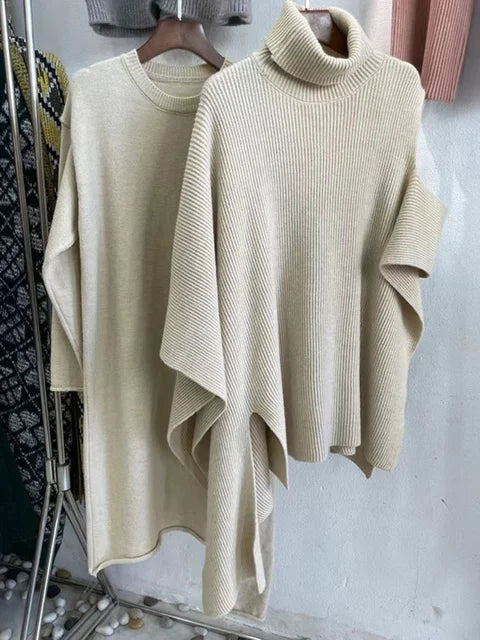 Women Suit Solid Turtleneck