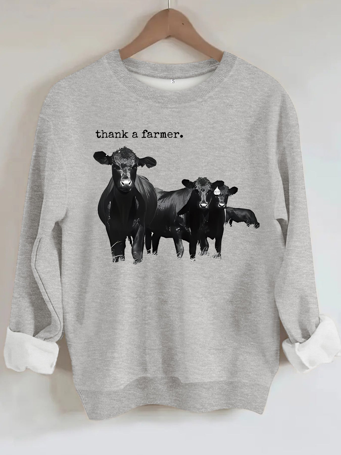 Cowboy and letter printed long sleeved sweatshirt