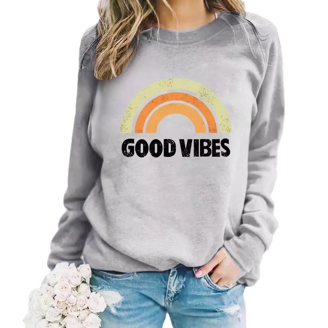 GOOD VIBES Printed Hooded Sweatshirt