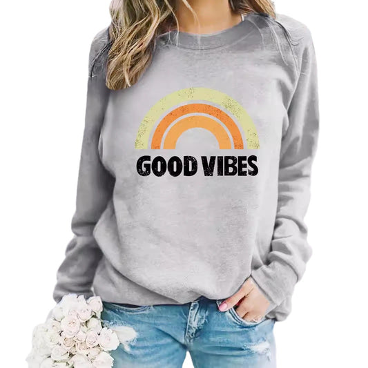 GOOD VIBES Printed Hooded Sweatshirt