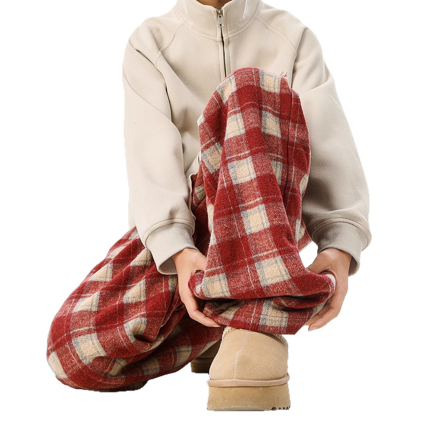 Casual Checked Drawstring Pants