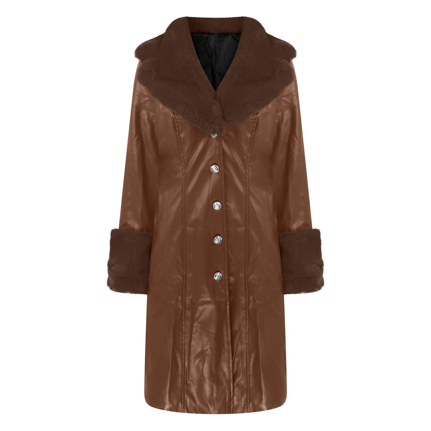 Splice Large Fur Collar Zipper Coat