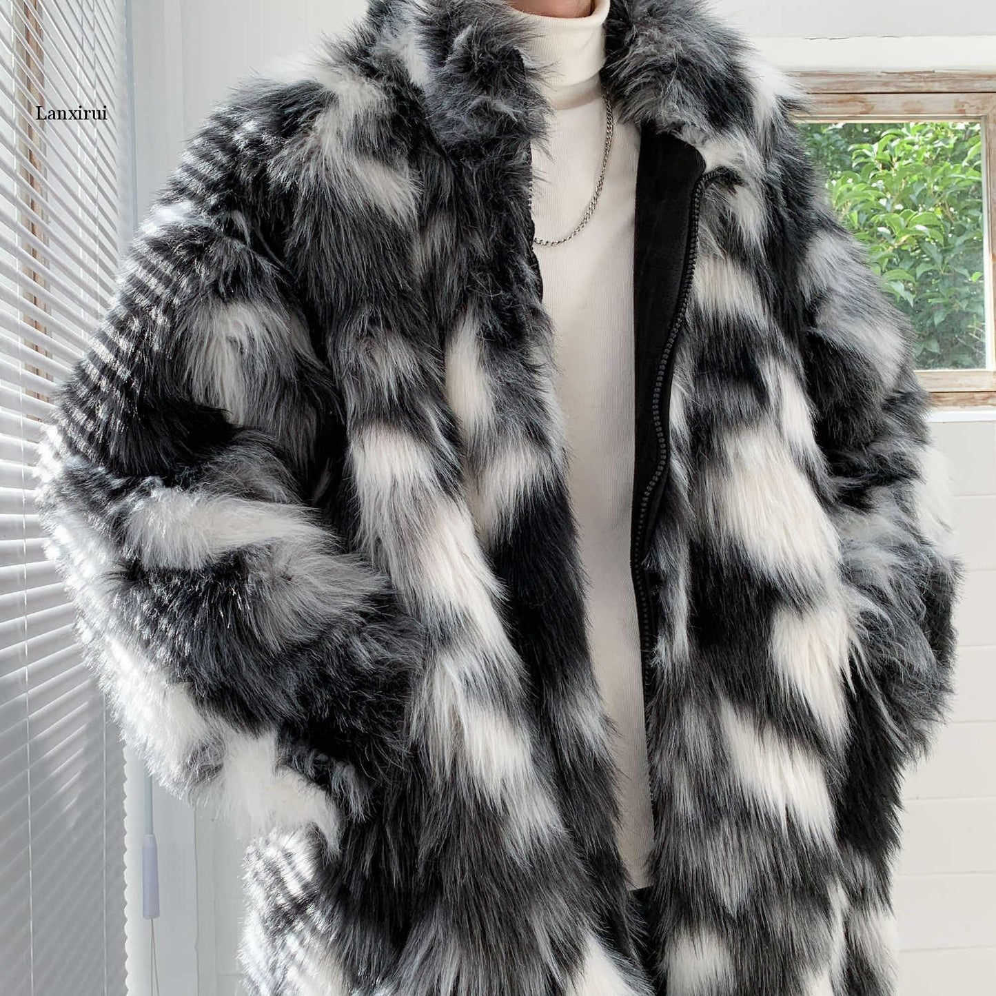 Flower Leather Fur Keep Warm Windbreak Coat