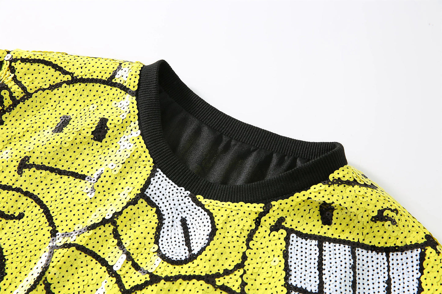 Summer High Quality Female Print Short Sleeve Sequin Streetwear