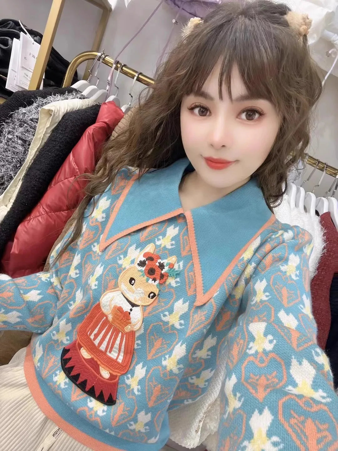 Embroidered Jacquard Knit Sweater