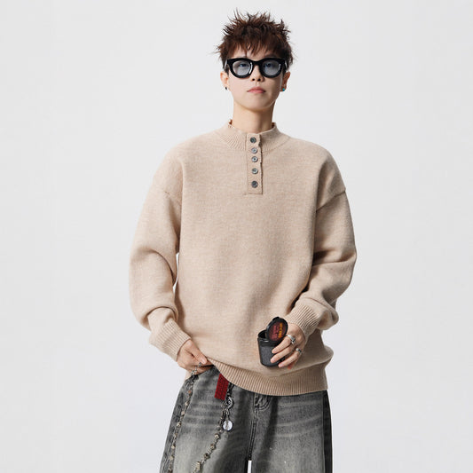 Faux Mink Solid Colour Half-High Neck Sweater