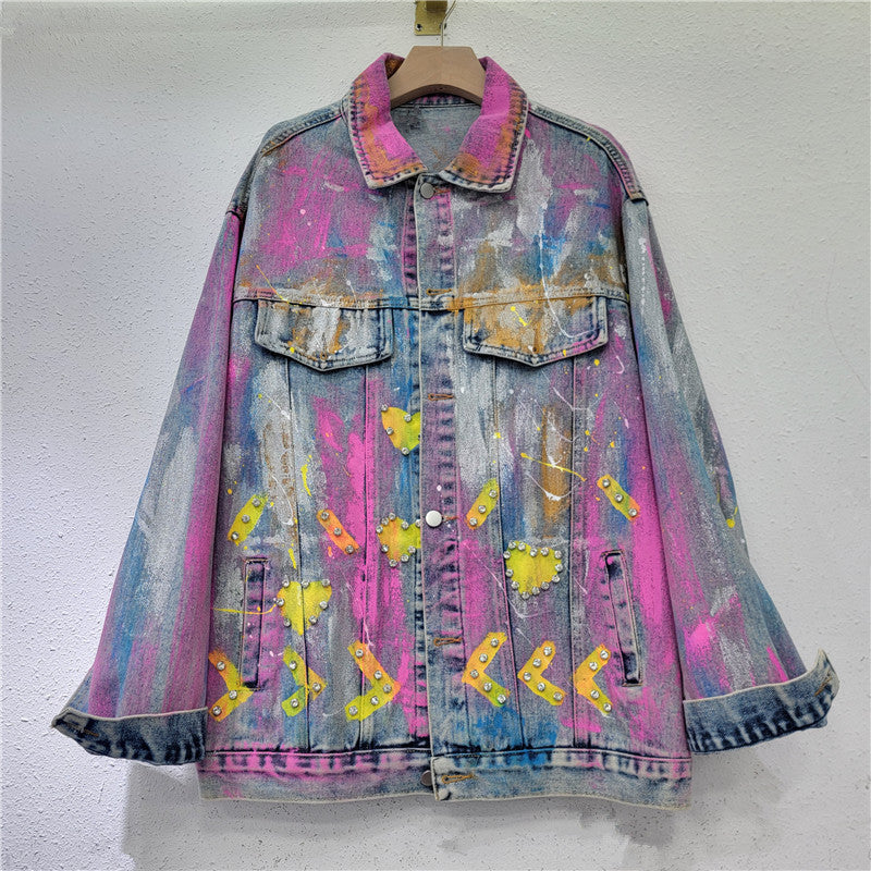 Women Denim Coat Colourful