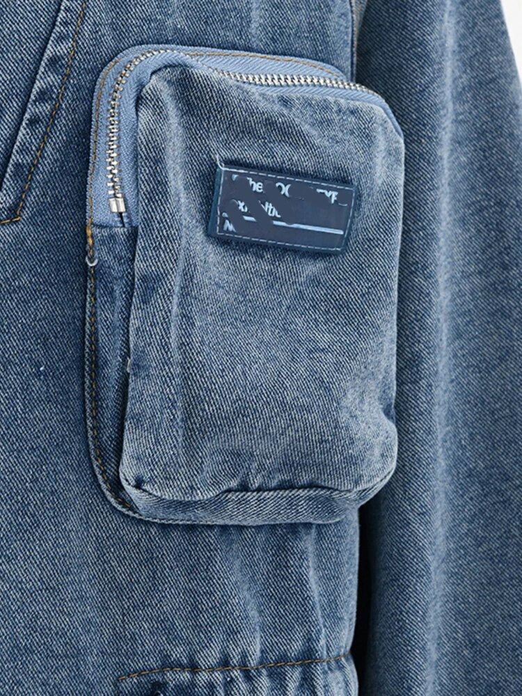 Patchwork Pockets Casual Denim Jackets