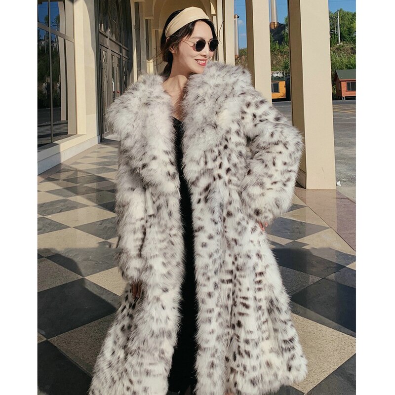 Winter imitation fox fur young leopard-print fur coat