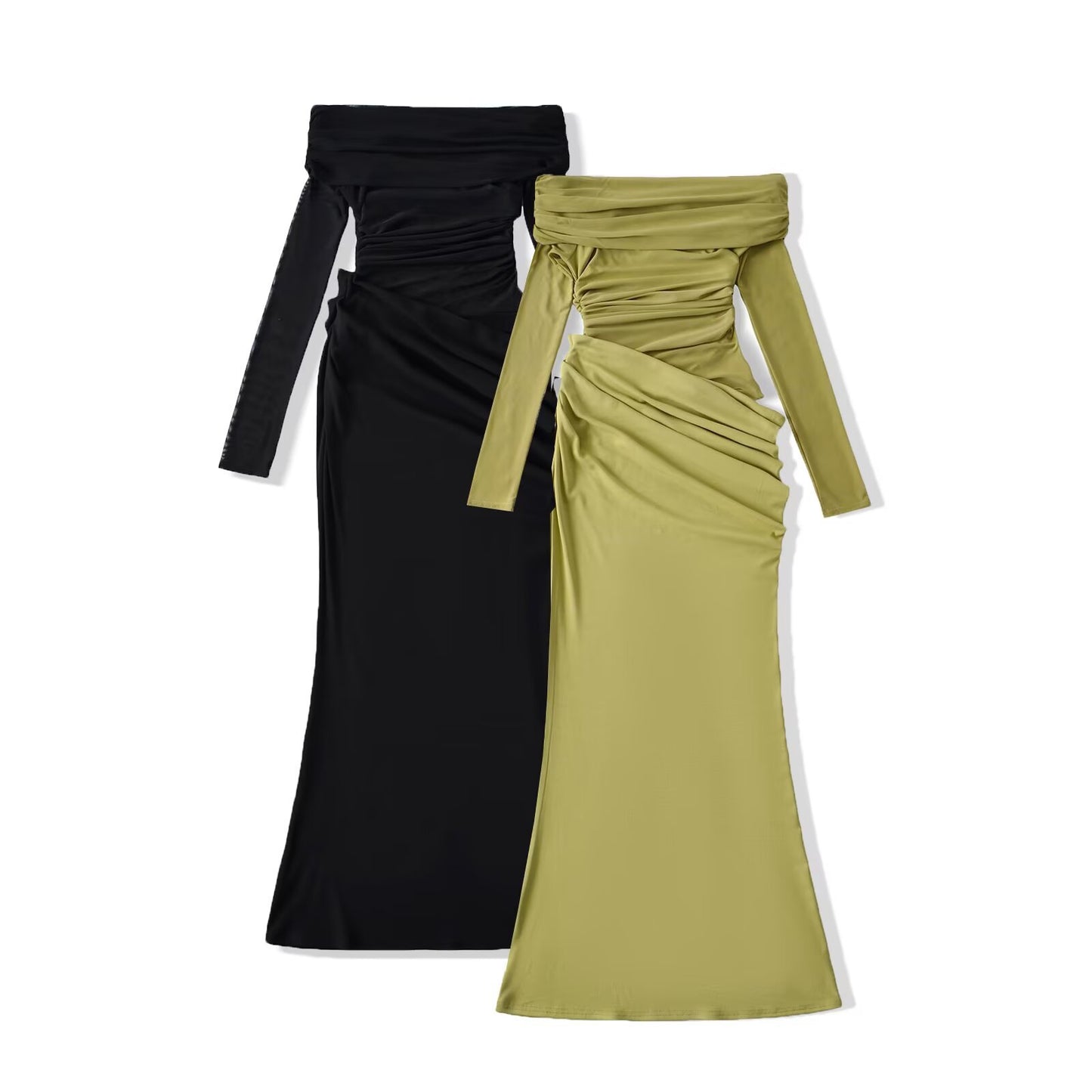 Mesh Splicing One-Shoulder Dress