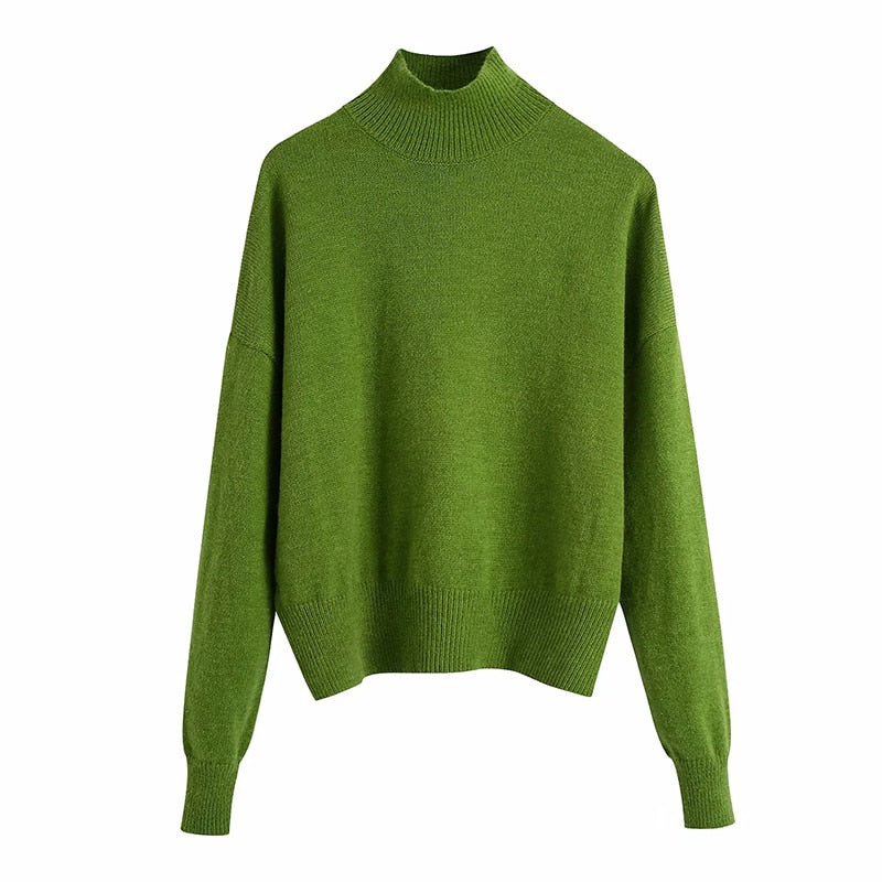 Women Fashion Solid Knit Sweater Top