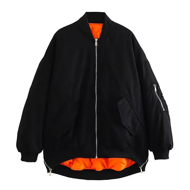 Women's O-Neck Loose Bomber Jacket