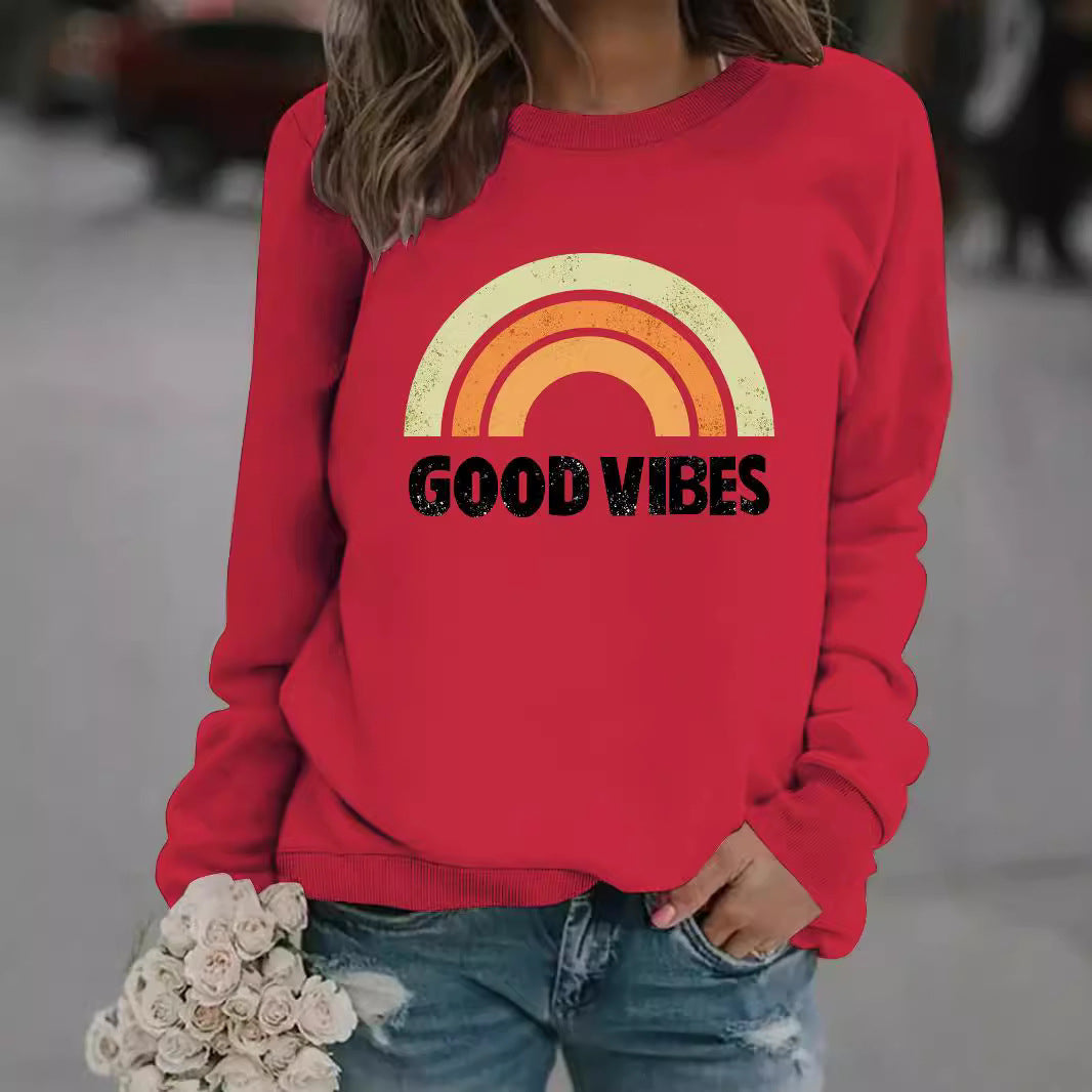 GOOD VIBES Printed Hooded Sweatshirt