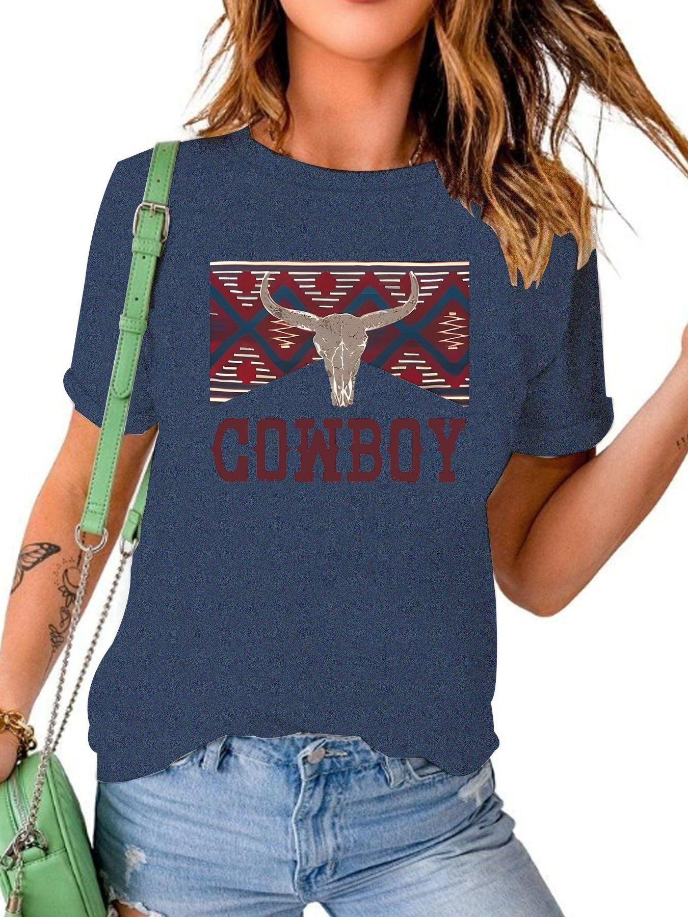 COWBOY pattern new short sleeved shirt