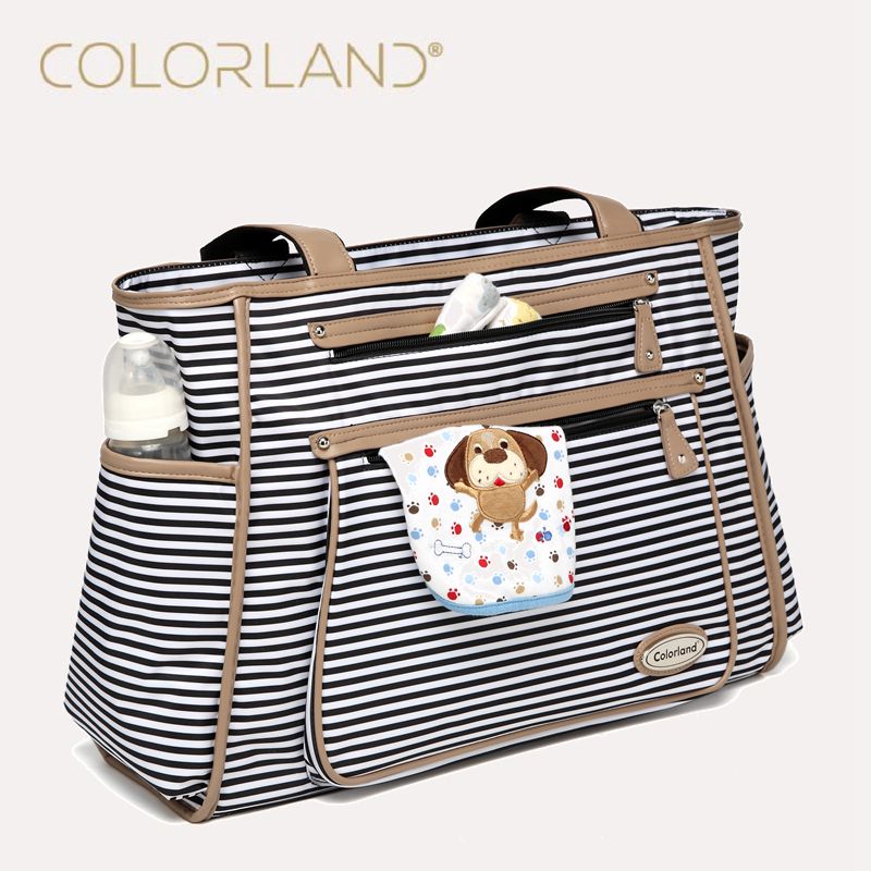 Colorland Black White Stripes Baby Diaper Bag