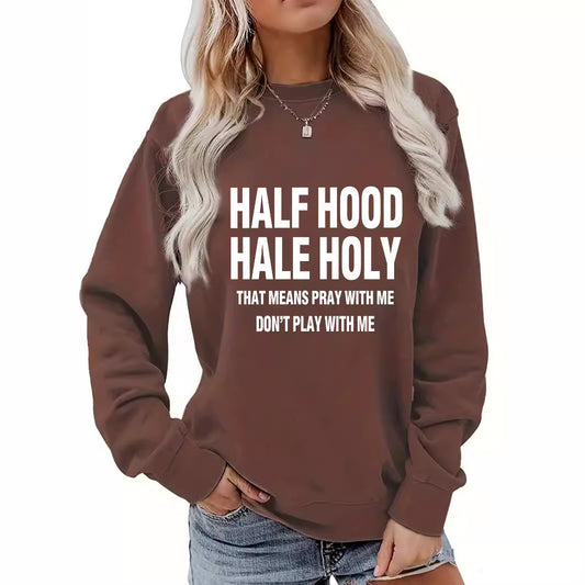 Hoodie round neck letter print