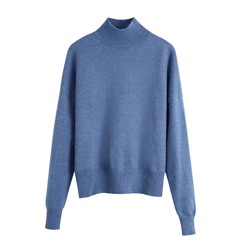 Women Fashion Solid Knit Sweater Top