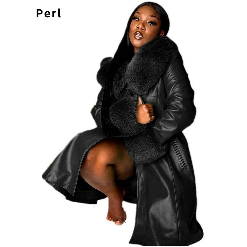Splice Large Fur Collar Zipper Coat