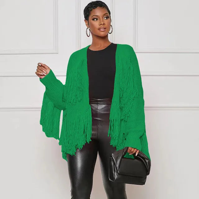 Winter Long Sleeve Knitted Shaggy Fluffy Loose Cardigan