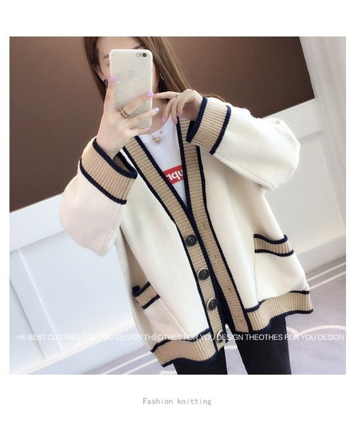 Winter Long Sleeve V-neck Casual Cardigan