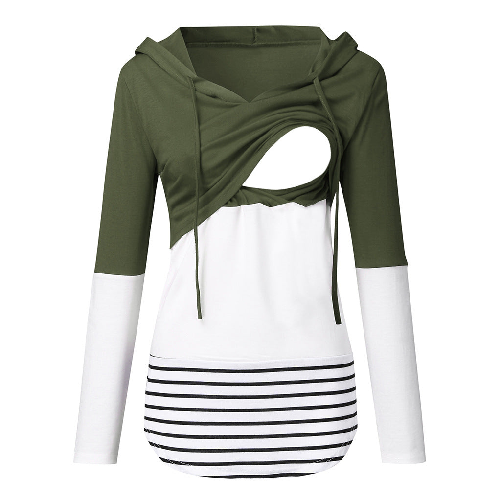 Maternity Autumn and Winter Colorblock Long Sleeve