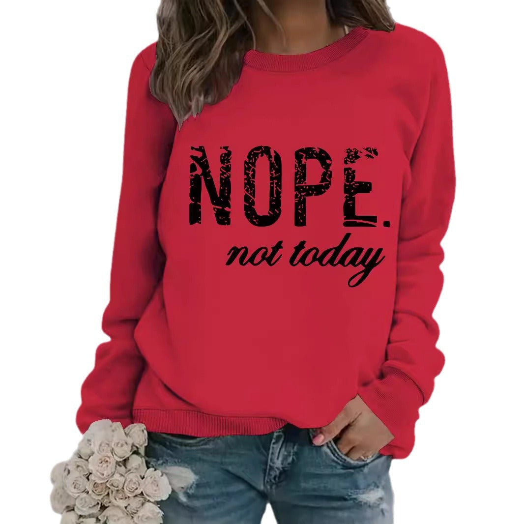 Round-neck NOPE slogan print sweatshirt
