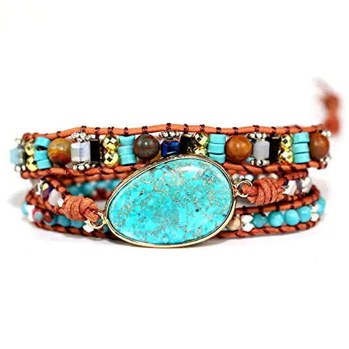 ZOSOJONA Boho Wrap Bracelets Natural Jasper Crystal Stone Variety Beads Strand Bracelet