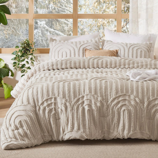 Bedsure Boho Tufted Queen Comforter Set