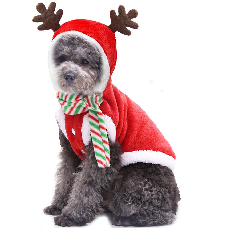 Winter warm pet dog reindeer clothing Christmas