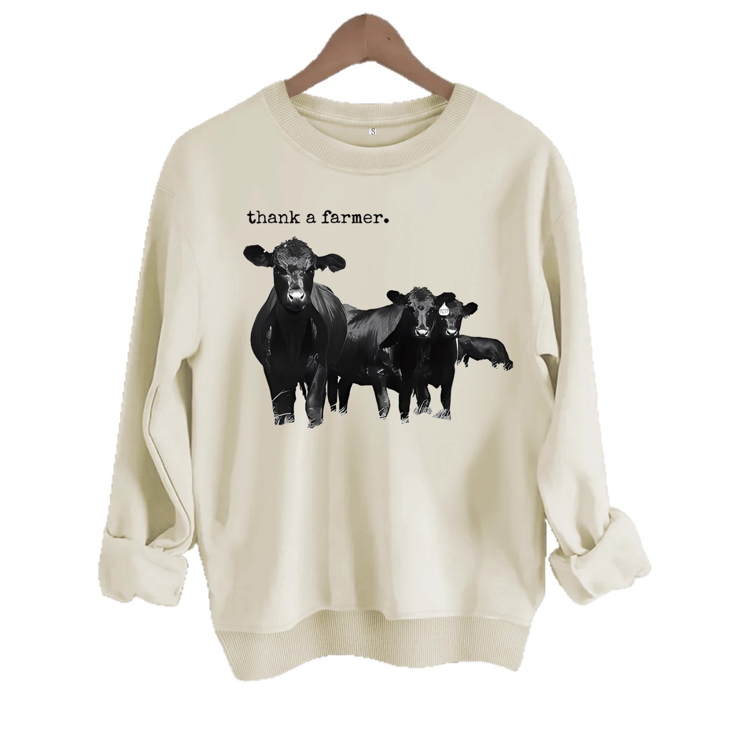 Cowboy and letter printed long sleeved sweatshirt