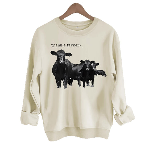 Cowboy and letter printed long sleeved sweatshirt