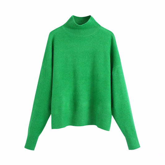 Women Fashion Solid Knit Sweater Top