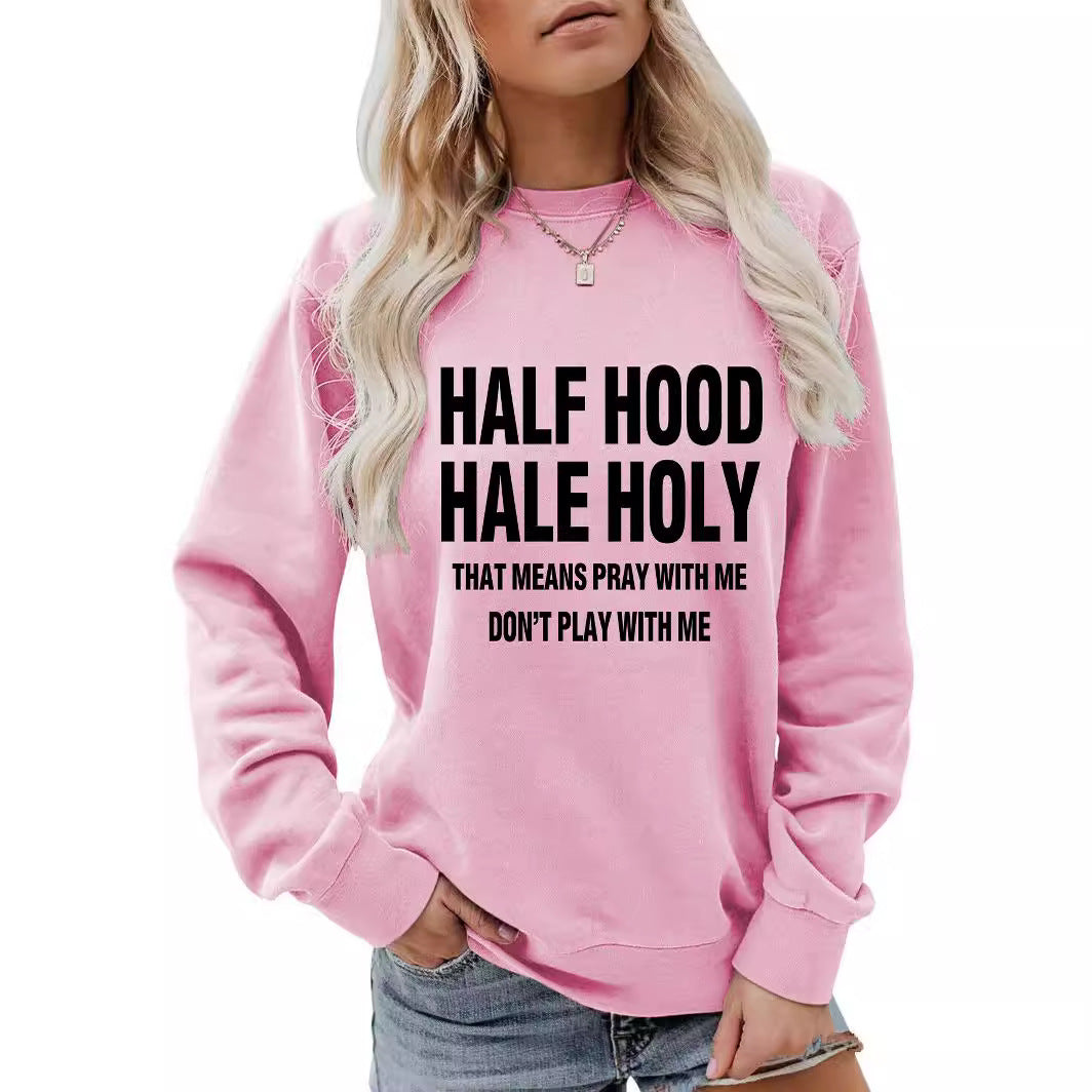 Hoodie round neck letter print