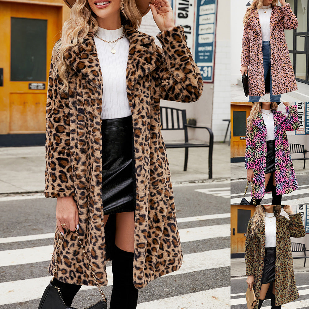 Square collar faux fur coat plush long jacket