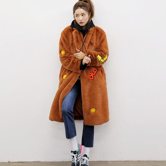 Faux Fur Coat Women Long Sleeve Thick Warm Teddy Coat