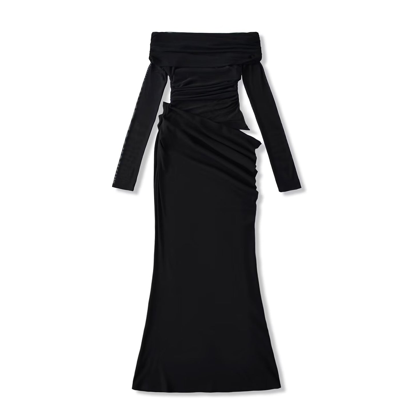 Mesh Splicing One-Shoulder Dress