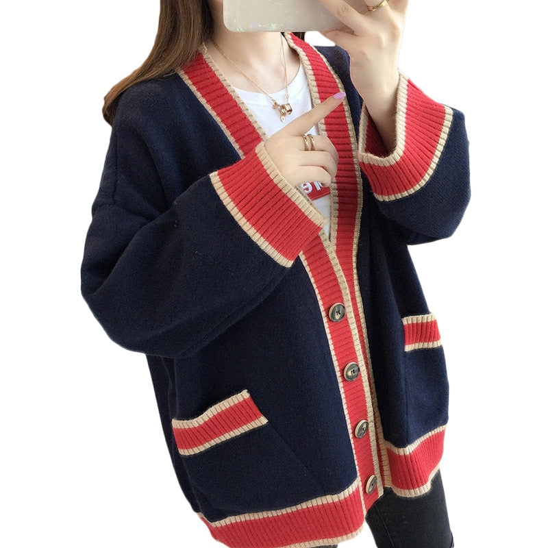 Winter Long Sleeve V-neck Casual Cardigan