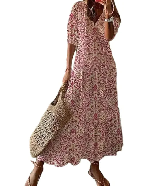 Boho Chic V-Neck Tassel Long Dress