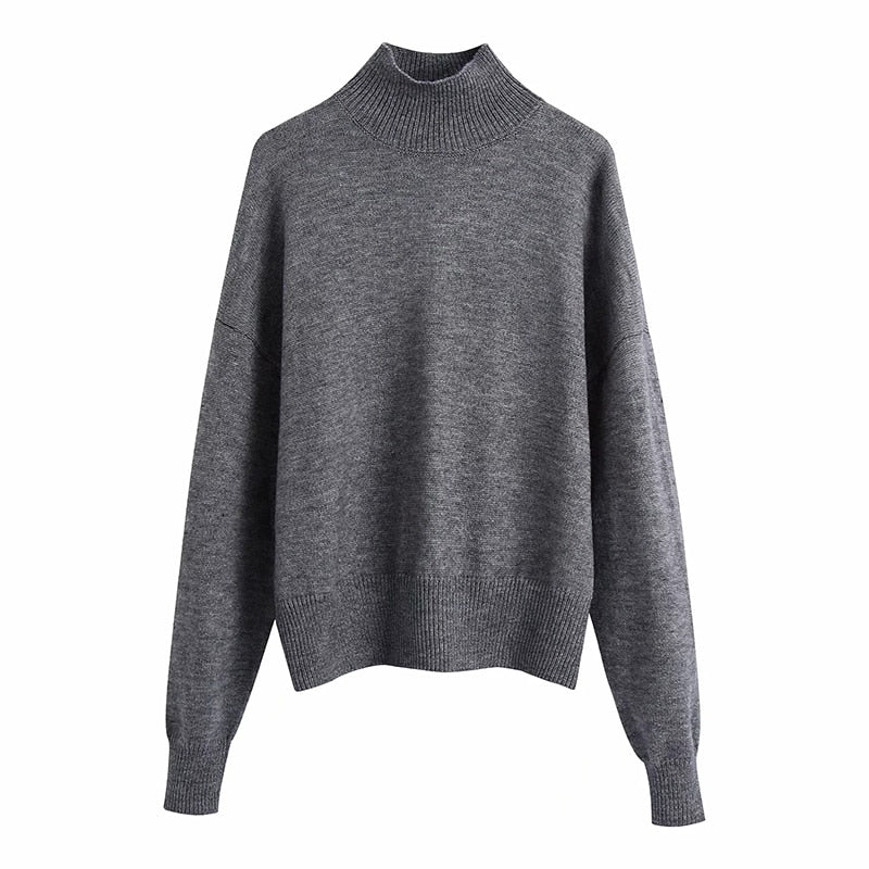 Women Fashion Solid Knit Sweater Top