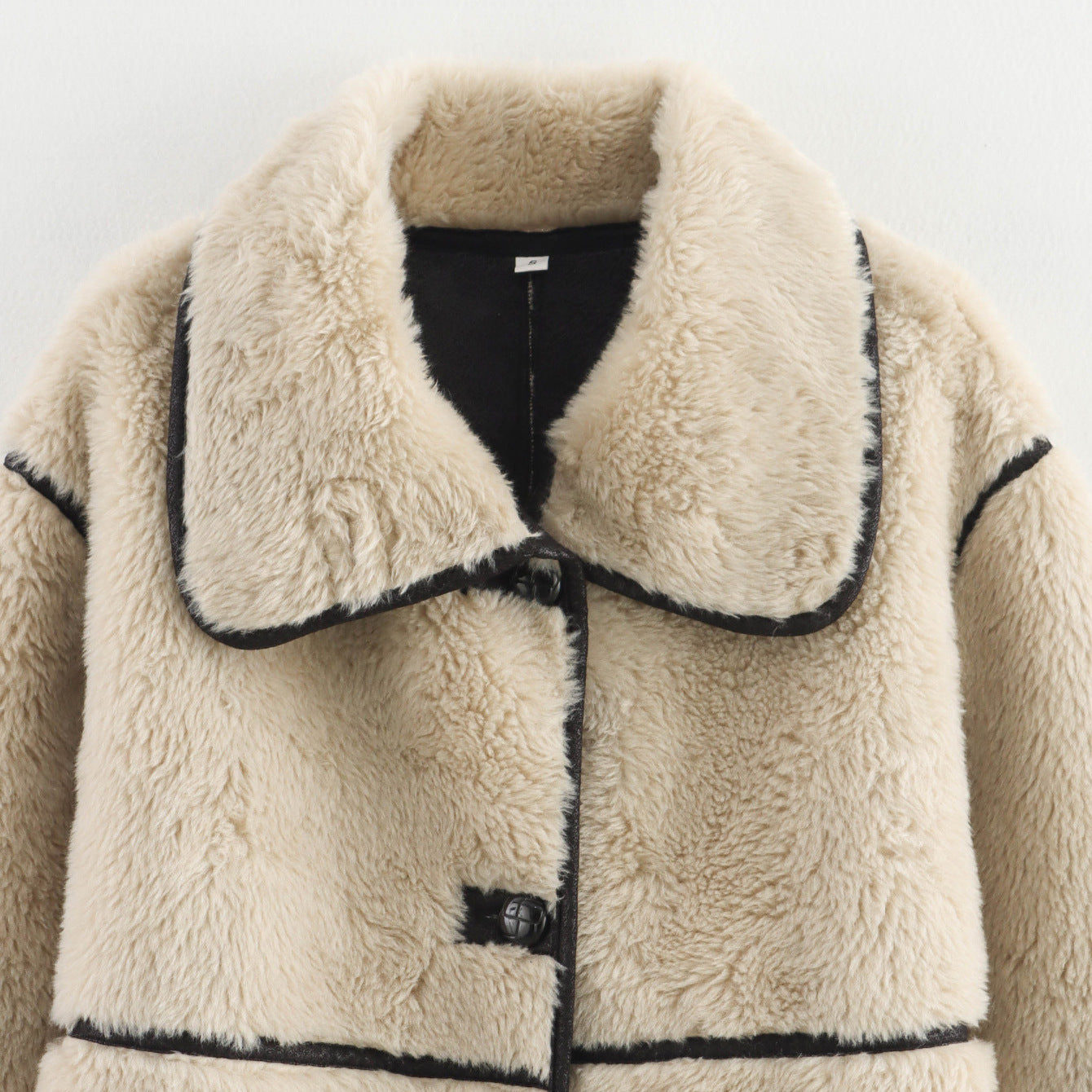 Fur effect long sleeved woollen coat